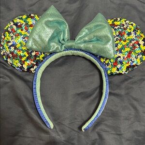 Disney Sequin Minnie Mouse Ears Headband - Green and Multicolor